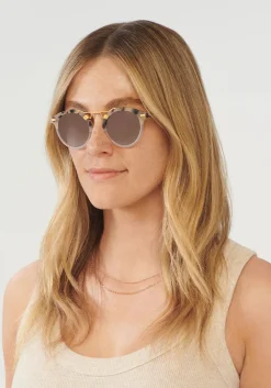 KREWE St. Louis Mirrored | Matte Oyster To Crystal Mirror Polarized 24K
